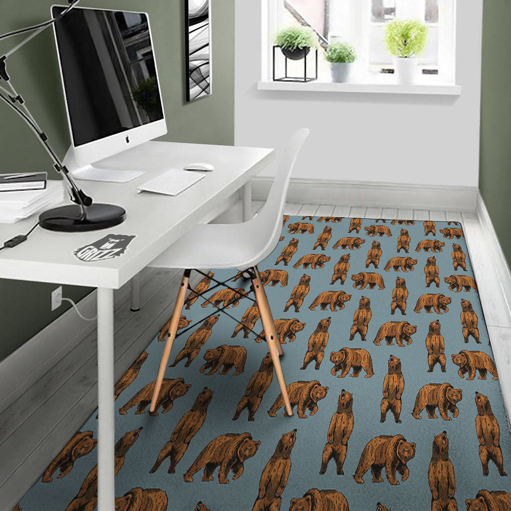 Grizzly Bear Print Pattern Floor Mat-grizzshop