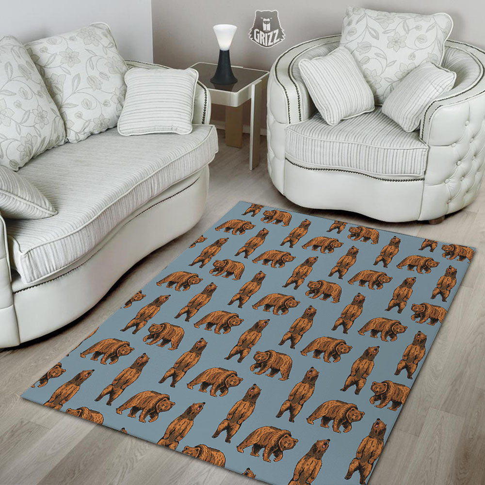 Grizzly Bear Print Pattern Floor Mat-grizzshop
