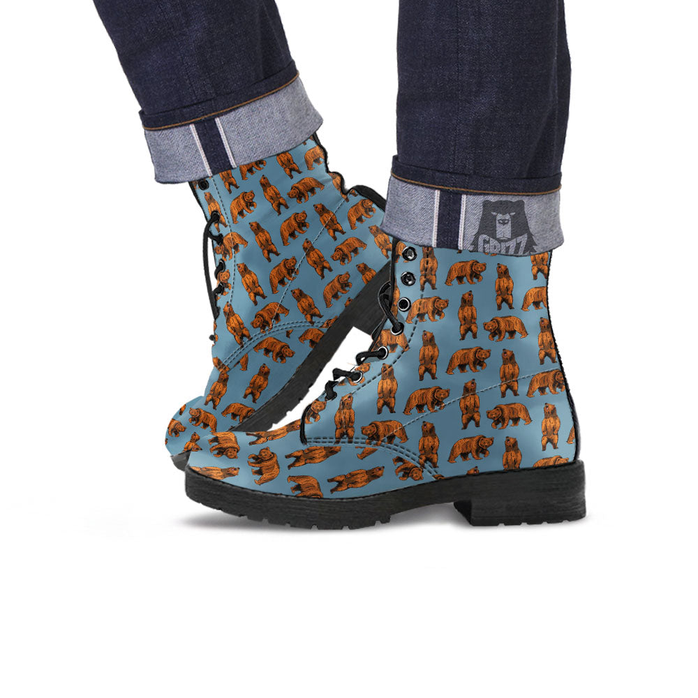 Grizzly Bear Print Pattern Leather Boots-grizzshop