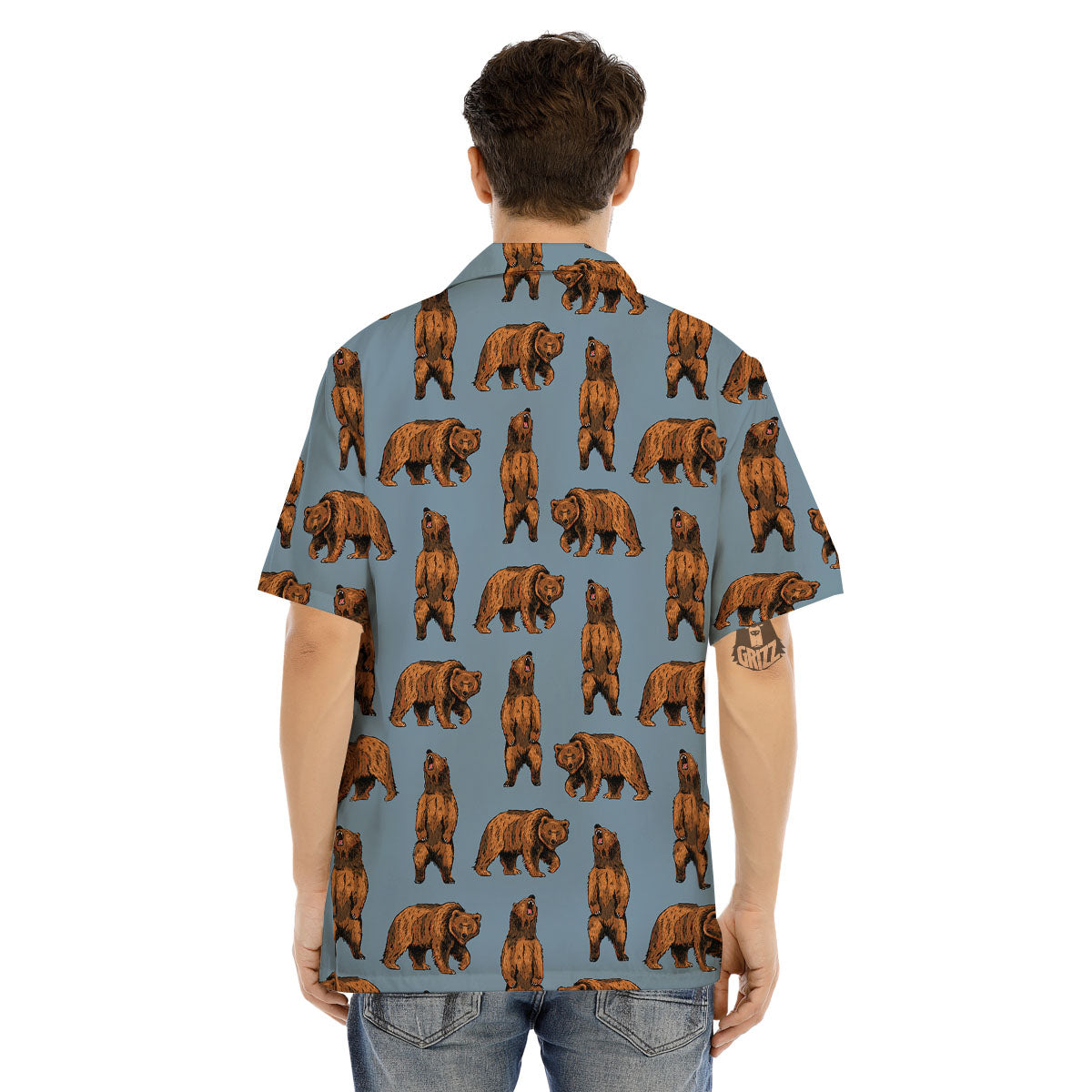 Grizzly Bear Print Pattern Men's Hawaiian Shirt-grizzshop