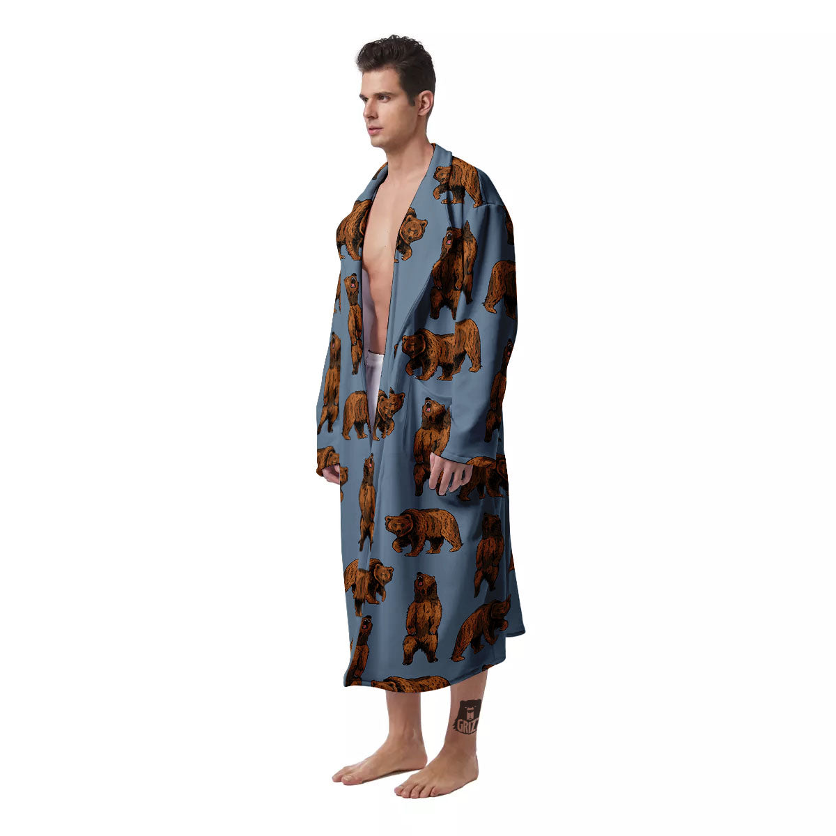 Grizzly Bear Print Pattern Men's Robe-grizzshop