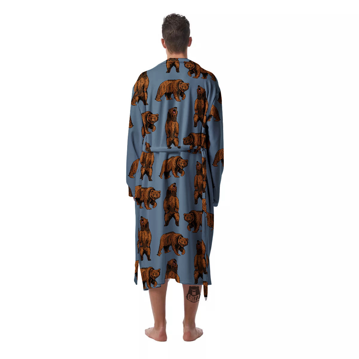 Grizzly Bear Print Pattern Men's Robe-grizzshop