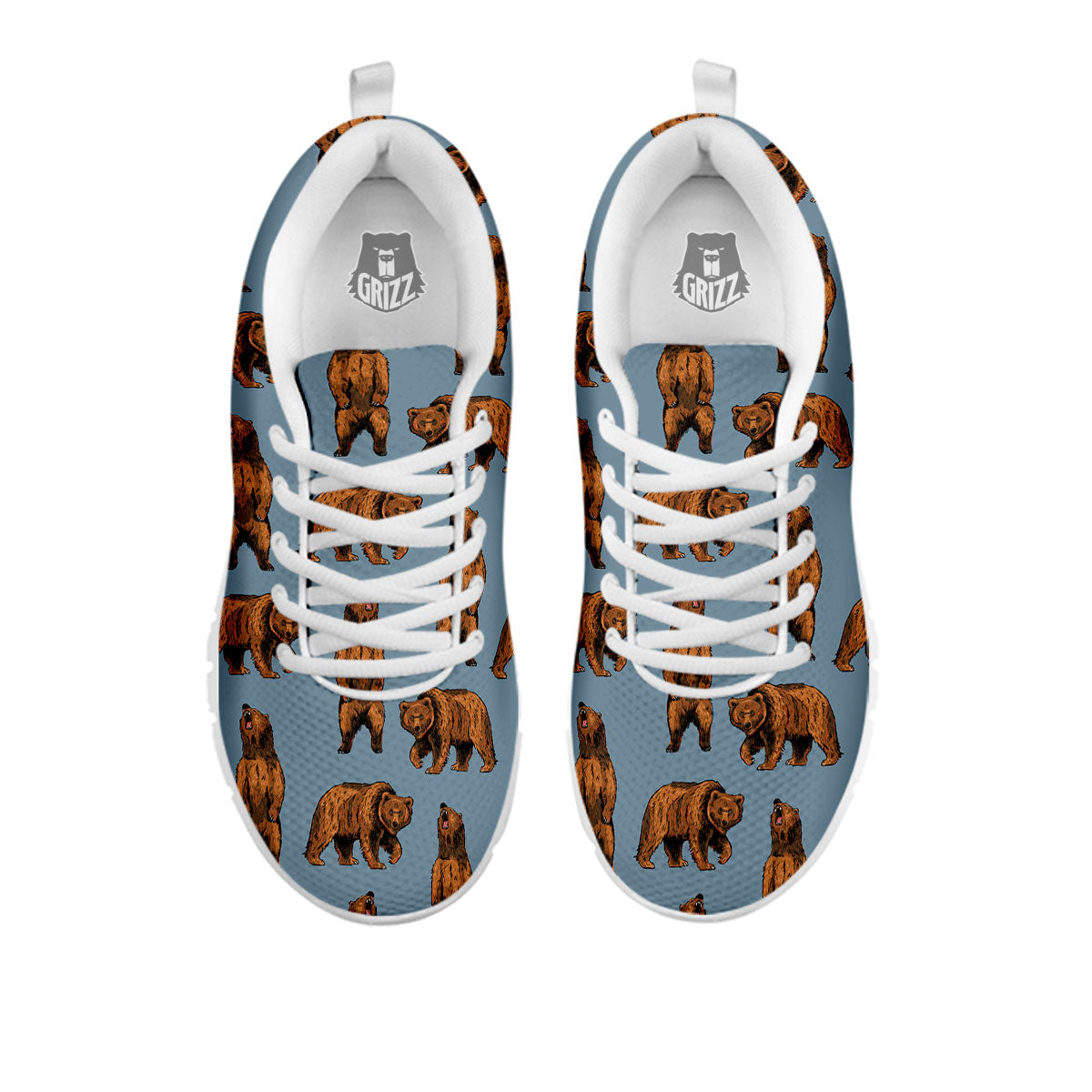 Grizzly Bear Print Pattern White Sneaker-grizzshop