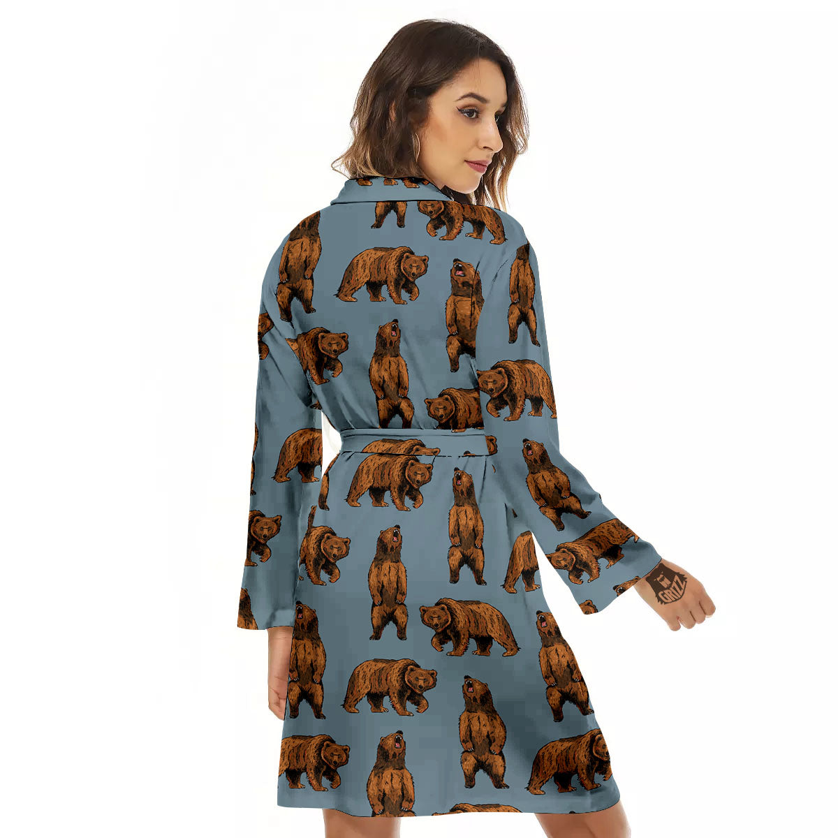 Grizzly Bear Print Pattern Women's Robe-grizzshop