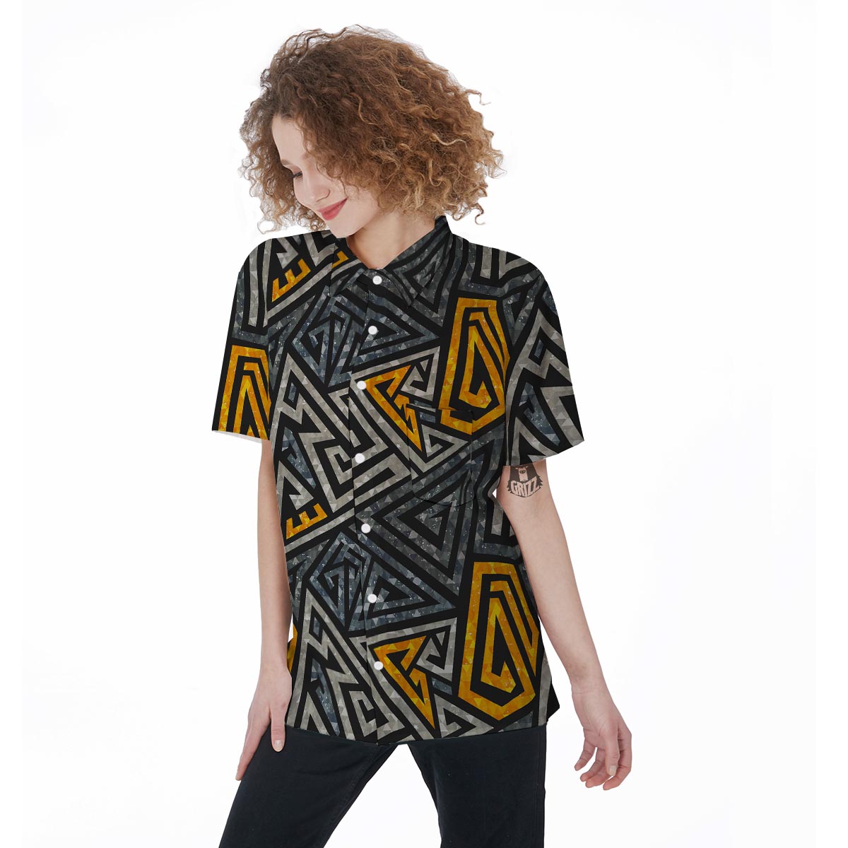 Grunge Geometric Triangle Women's Short Sleeve Shirts-grizzshop