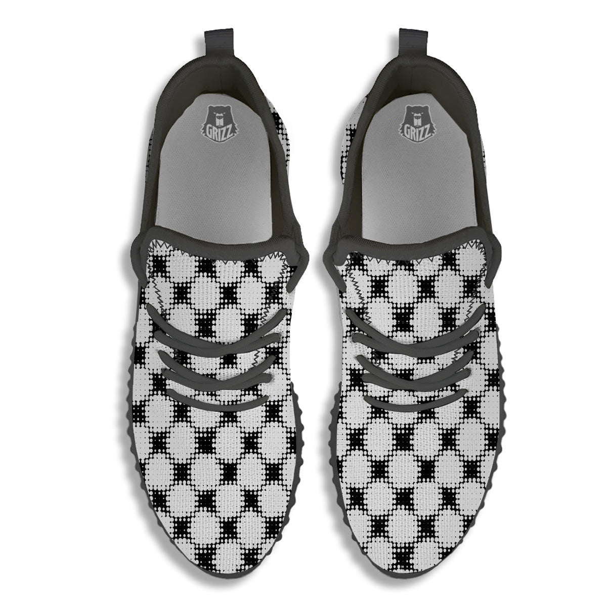 Grunge Halftone Black And White Dots Print Pattern Black Walking Shoes-grizzshop