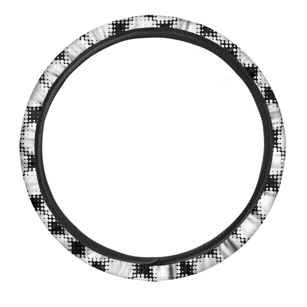 Grunge Halftone Black And White Dots Print Pattern Car Steering Wheel Cover-grizzshop