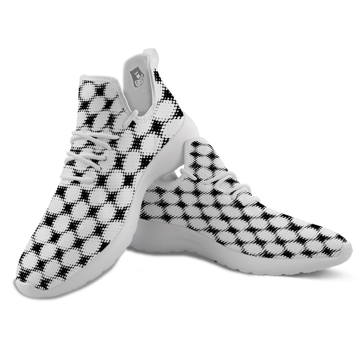 Grunge Halftone Black And White Dots Print Pattern White Athletic Shoes-grizzshop