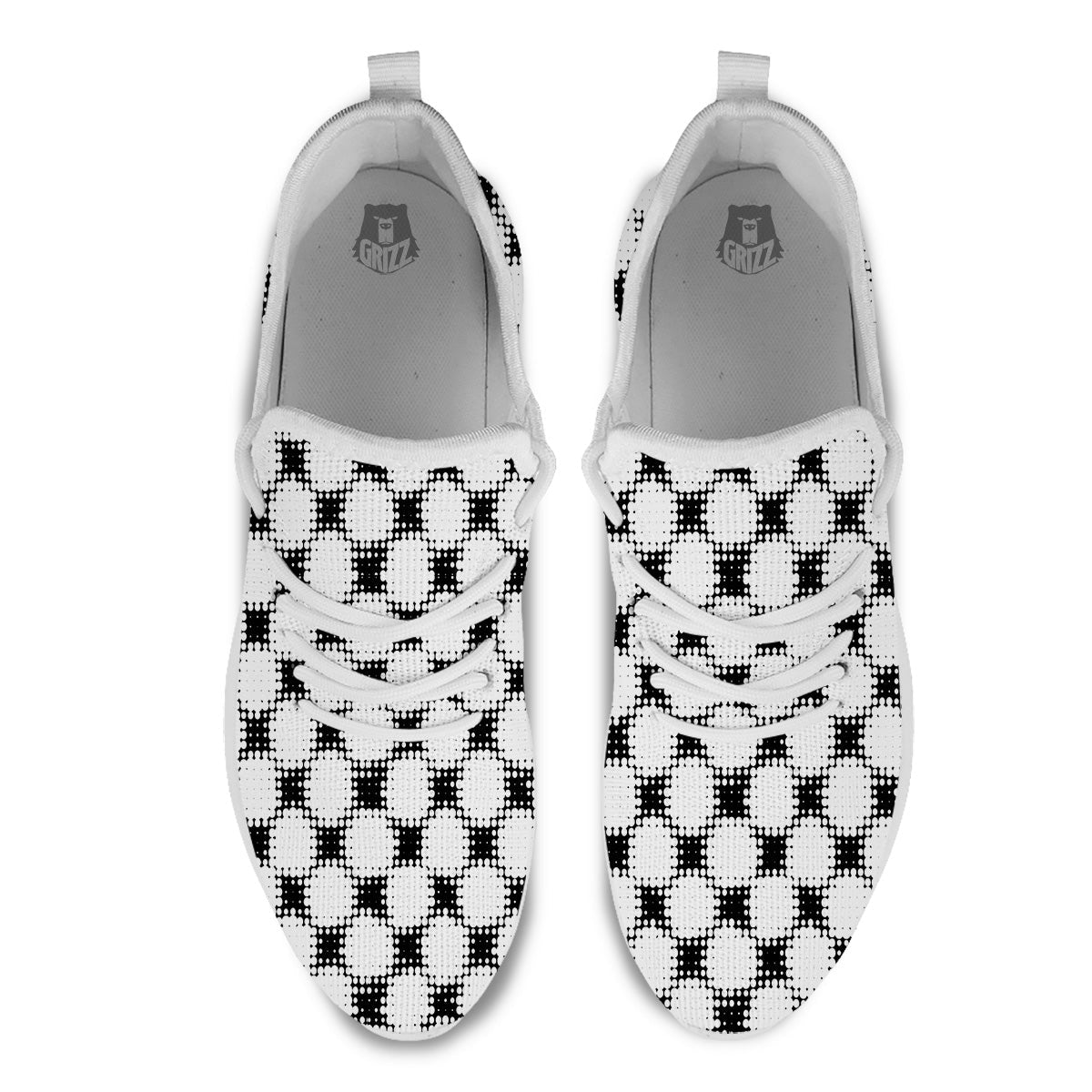 Grunge Halftone Black And White Dots Print Pattern White Athletic Shoes-grizzshop
