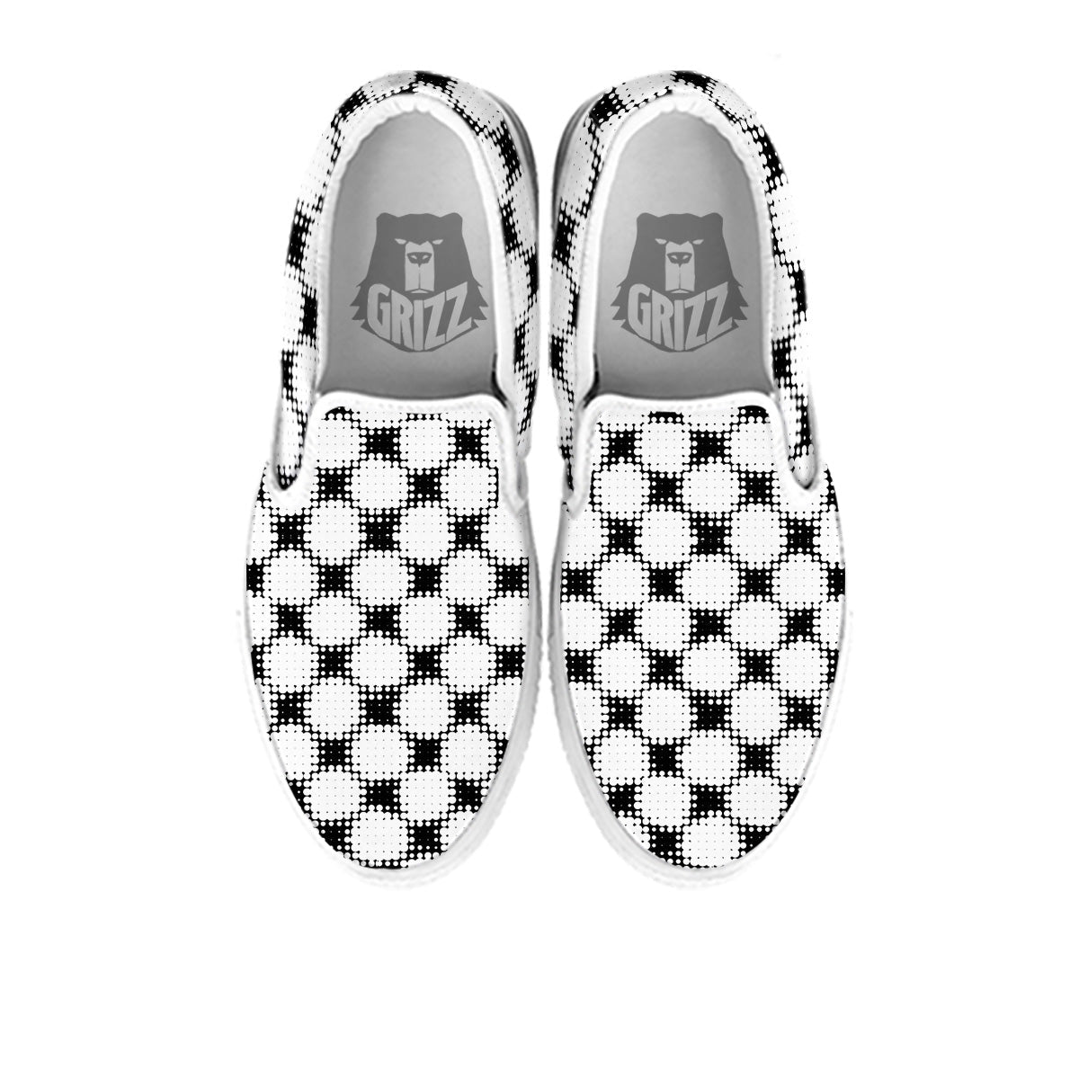 Grunge Halftone Black And White Dots Print Pattern White Slip On Shoes-grizzshop