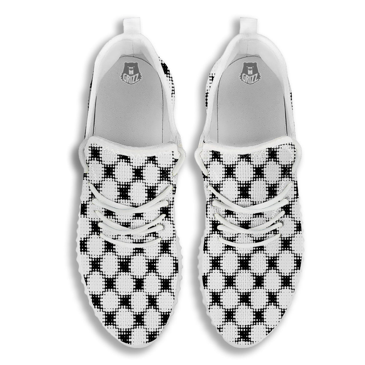 Grunge Halftone Black And White Dots Print Pattern White Walking Shoes-grizzshop