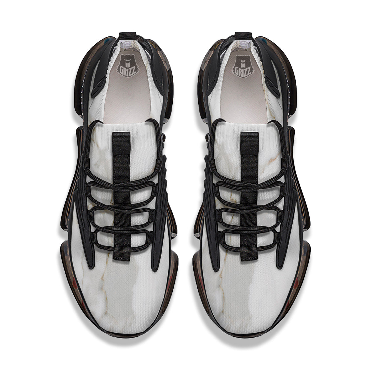 Grunge Marble White Print Pattern Black Gym Shoes-grizzshop