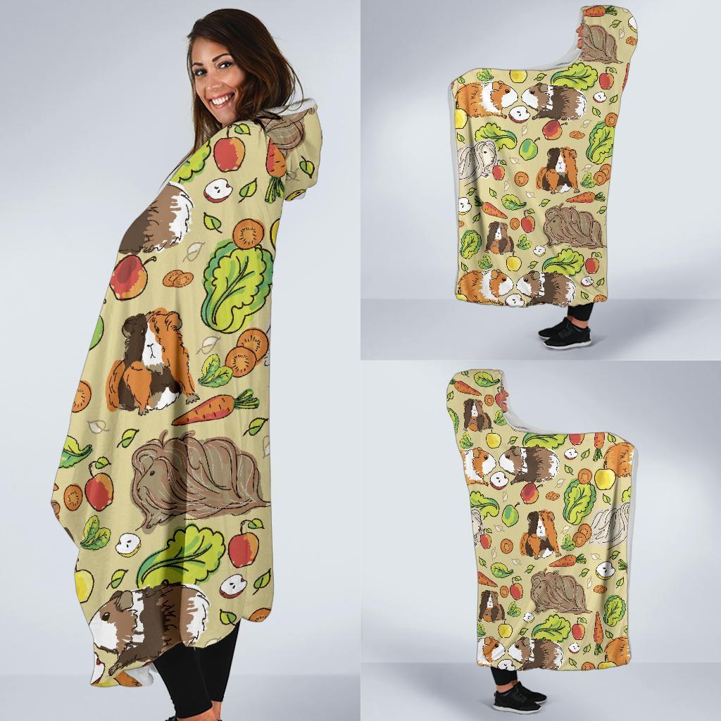 Guinea Pig Pattern Print Hooded Blanket-grizzshop