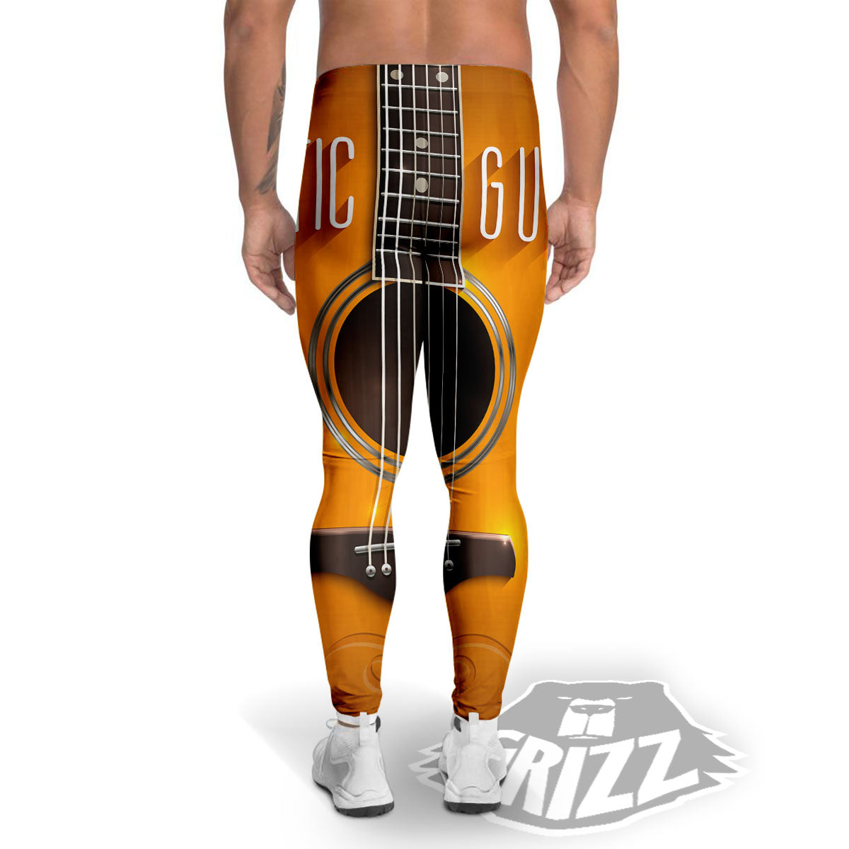Guitar Acoustic Print Men's Leggings-grizzshop