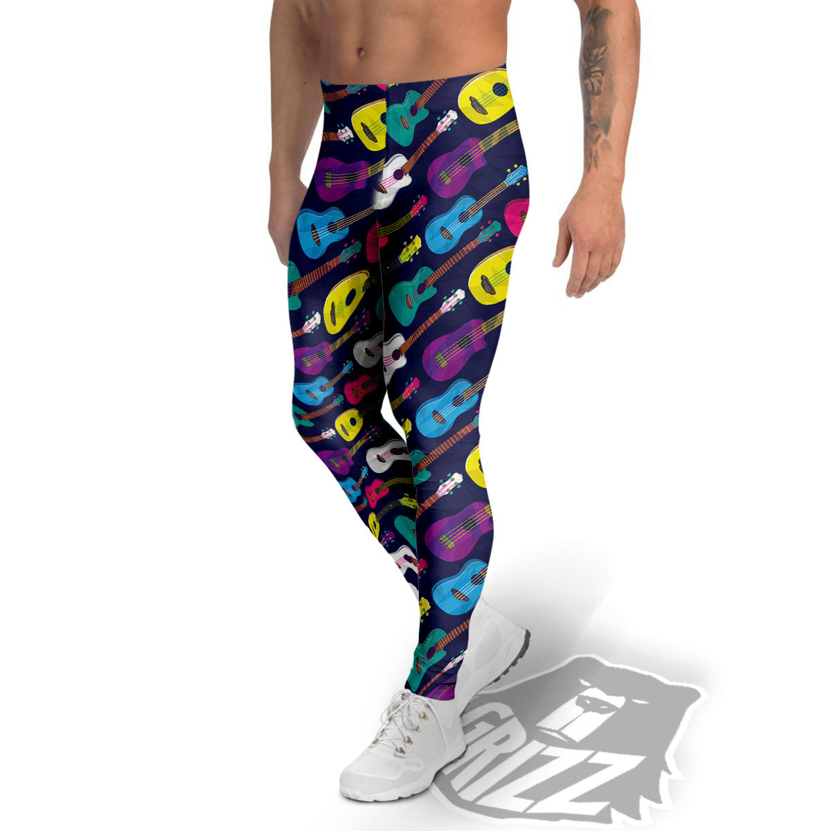 Guitar Colorful Print Pattern Men's Leggings-grizzshop