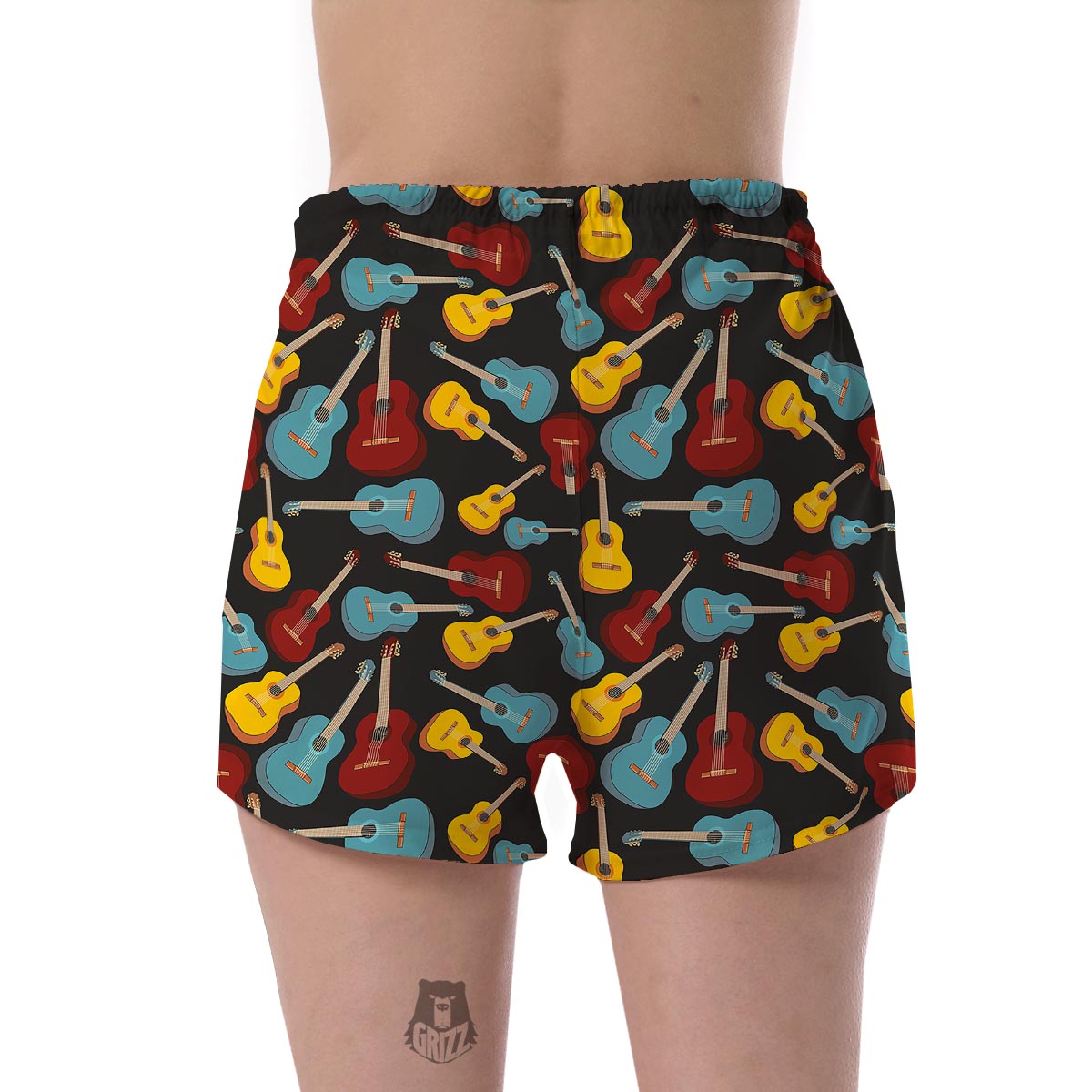 Guitar Pattern Print Women's Shorts-grizzshop