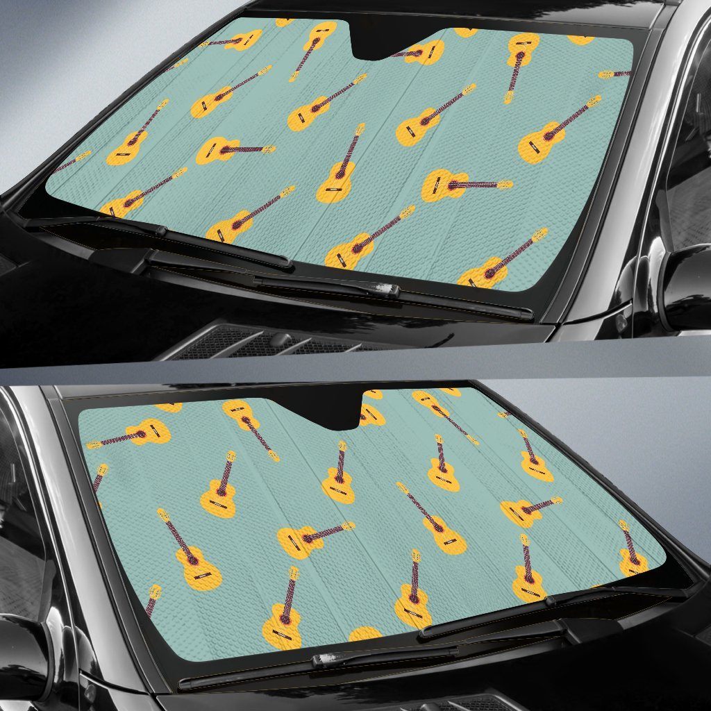 Guitar Print Pattern Car Sun Shade-grizzshop