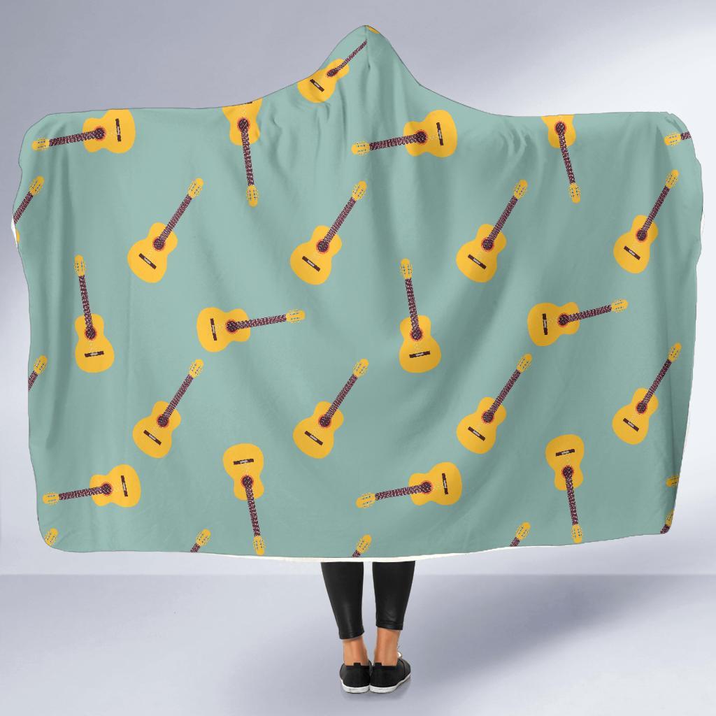 Guitar Print Pattern Hooded Blanket-grizzshop