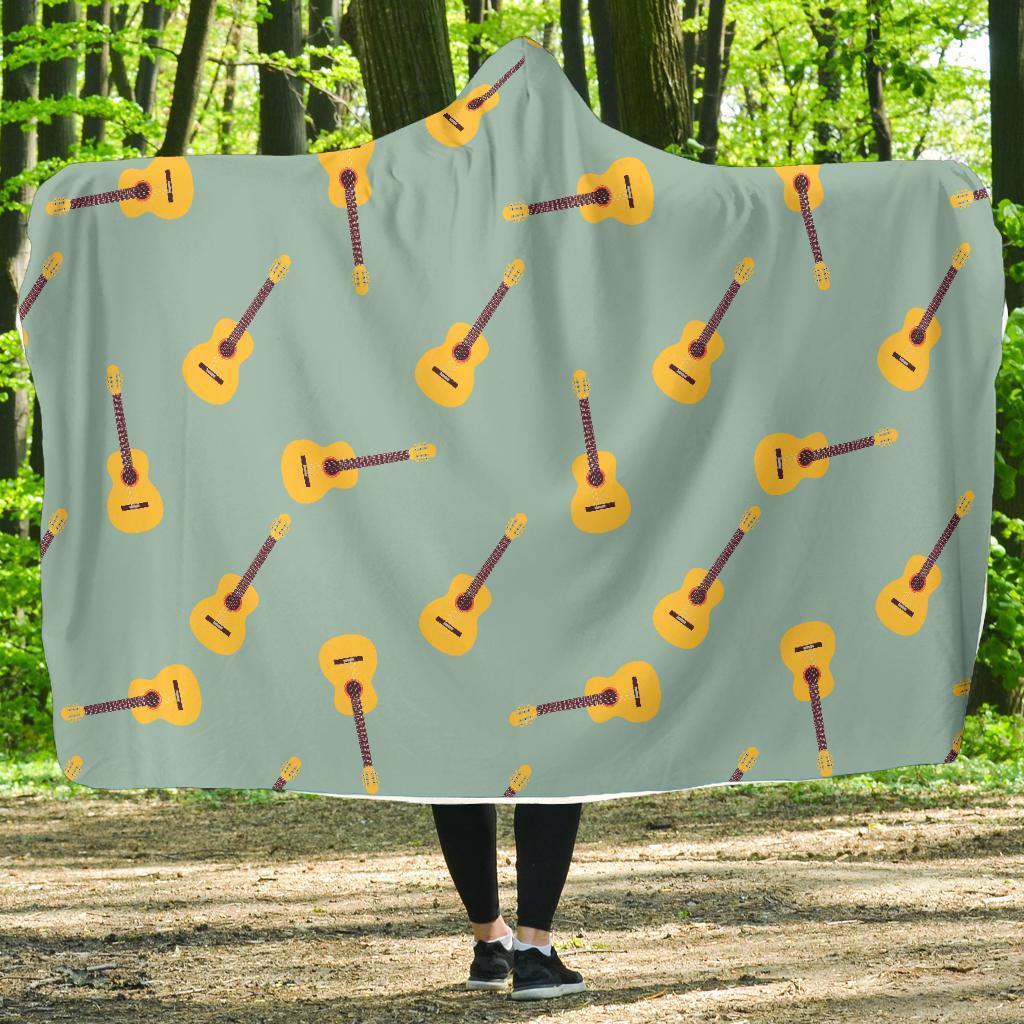 Guitar Print Pattern Hooded Blanket-grizzshop