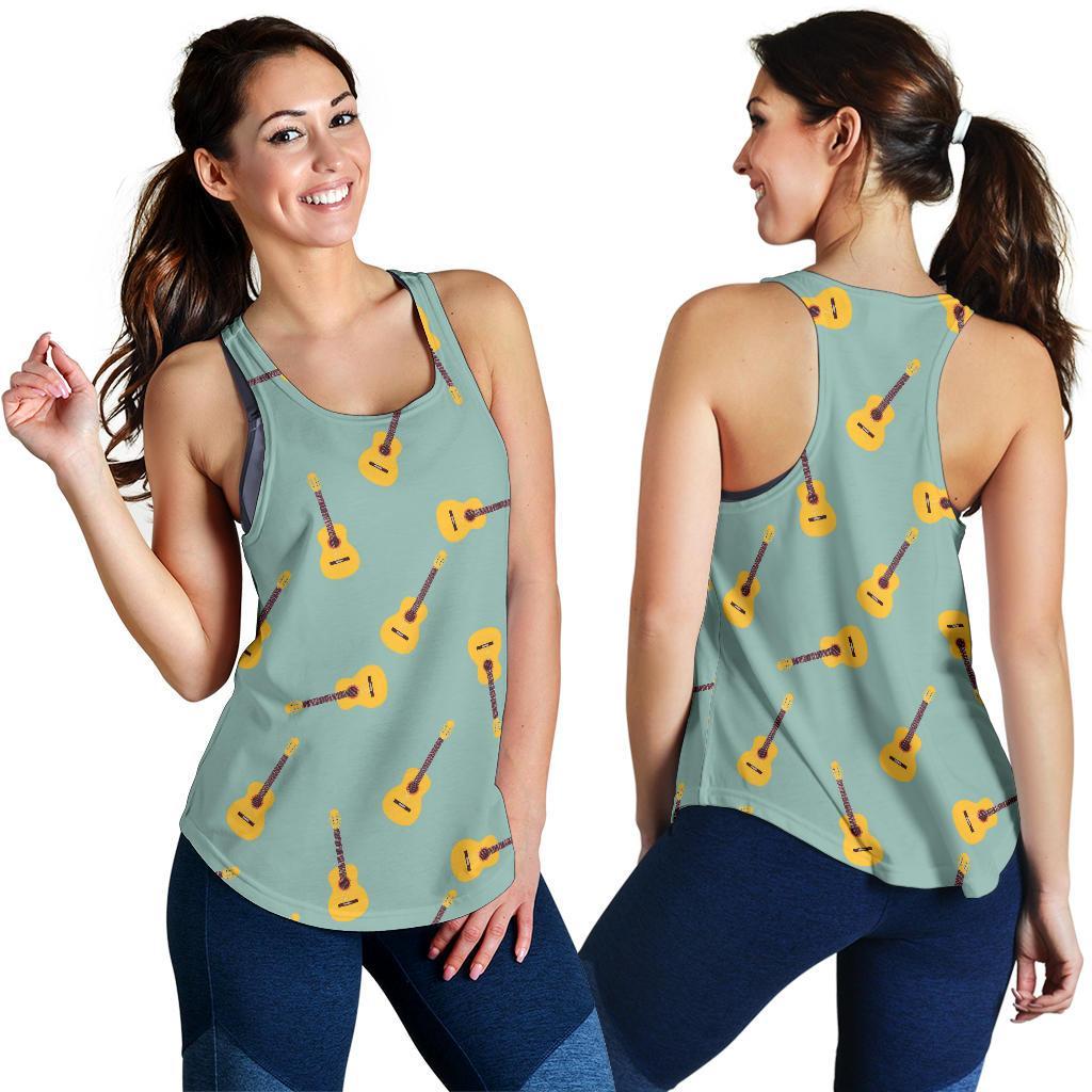 Guitar Print Pattern Racerback Tank Tops-grizzshop