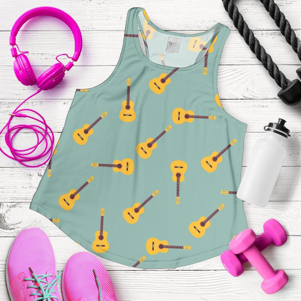 Guitar Print Pattern Racerback Tank Tops-grizzshop