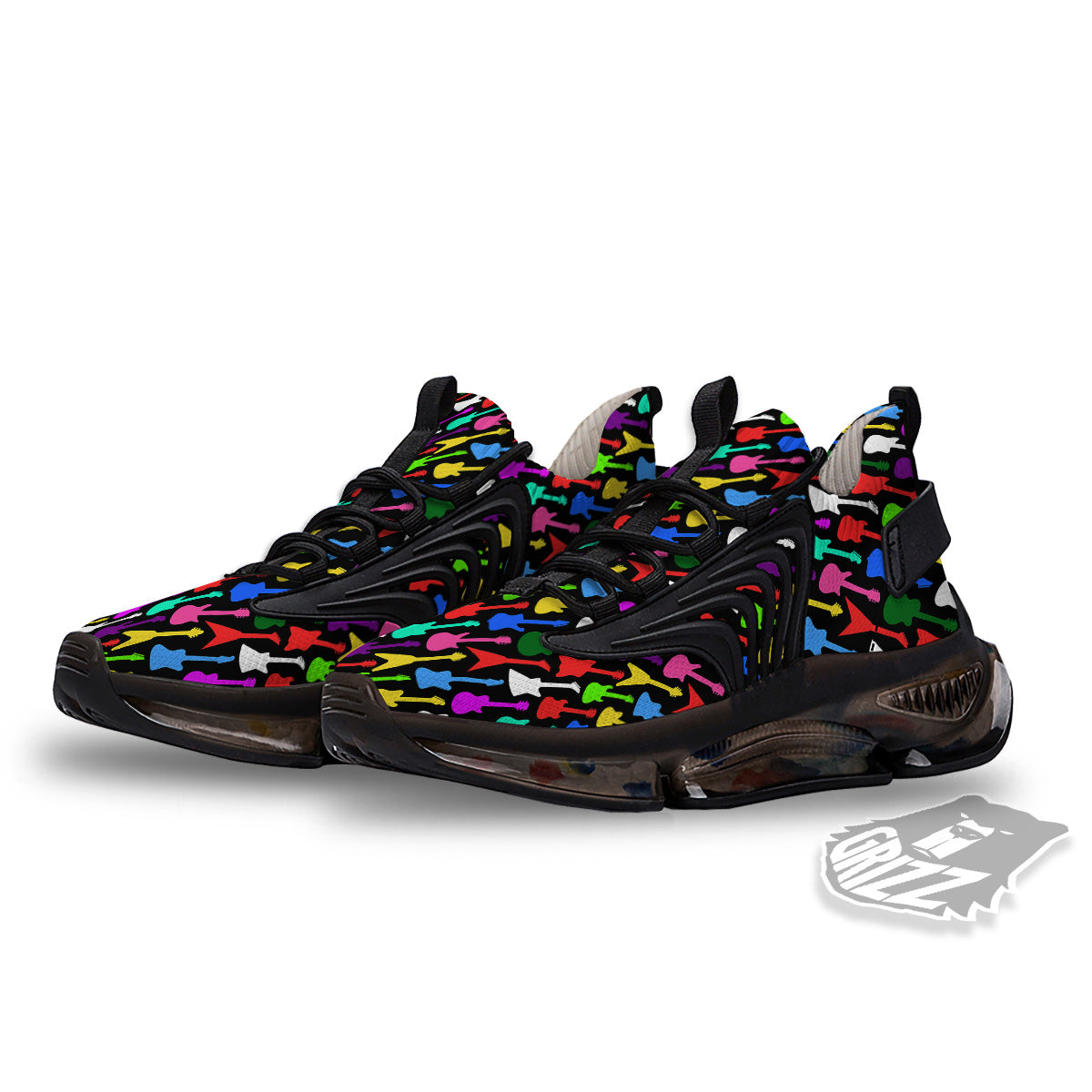 Guitars Colorful Print Pattern Black Gym Shoes-grizzshop