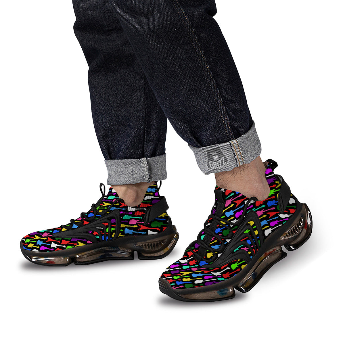 Guitars Colorful Print Pattern Black Gym Shoes-grizzshop