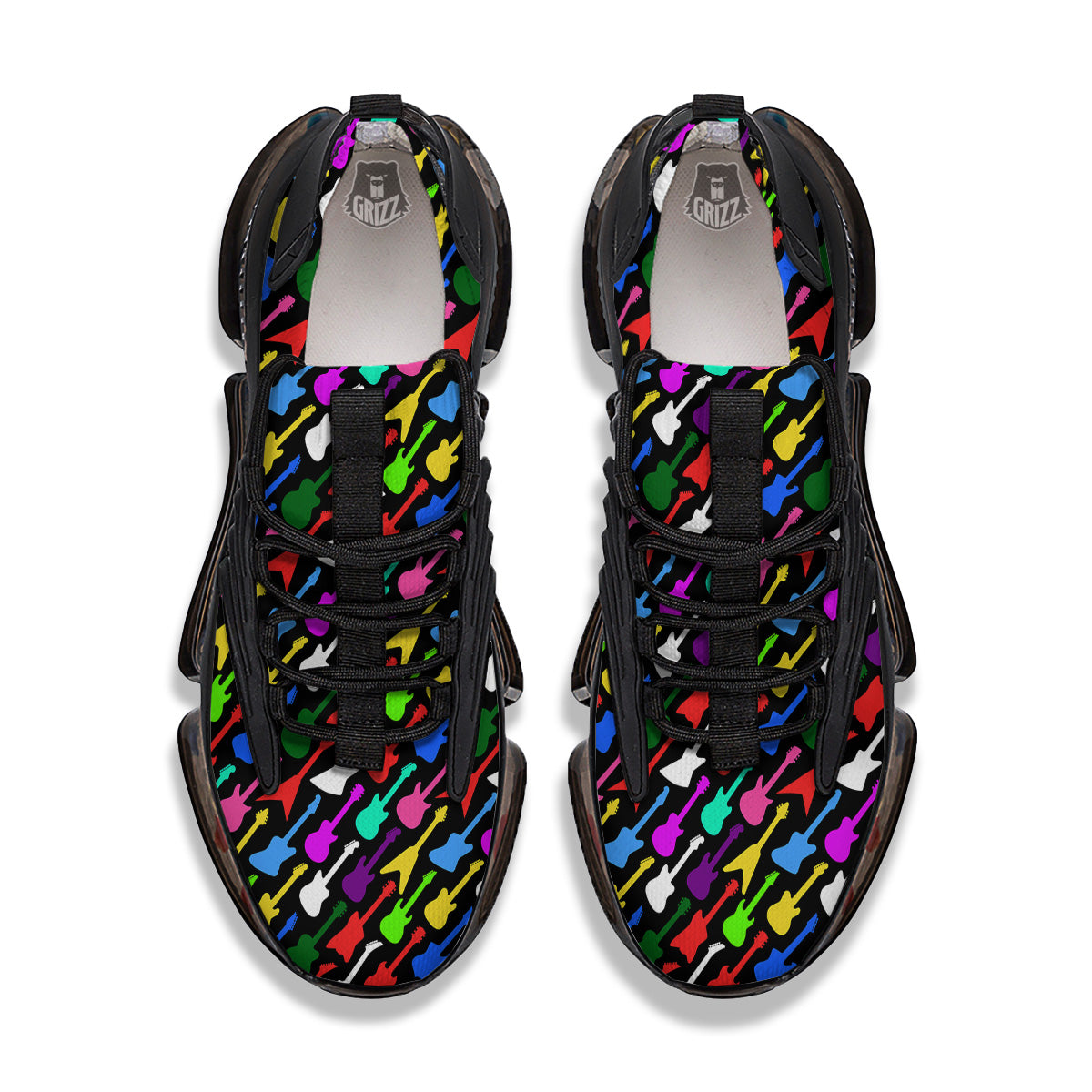 Guitars Colorful Print Pattern Black Gym Shoes-grizzshop