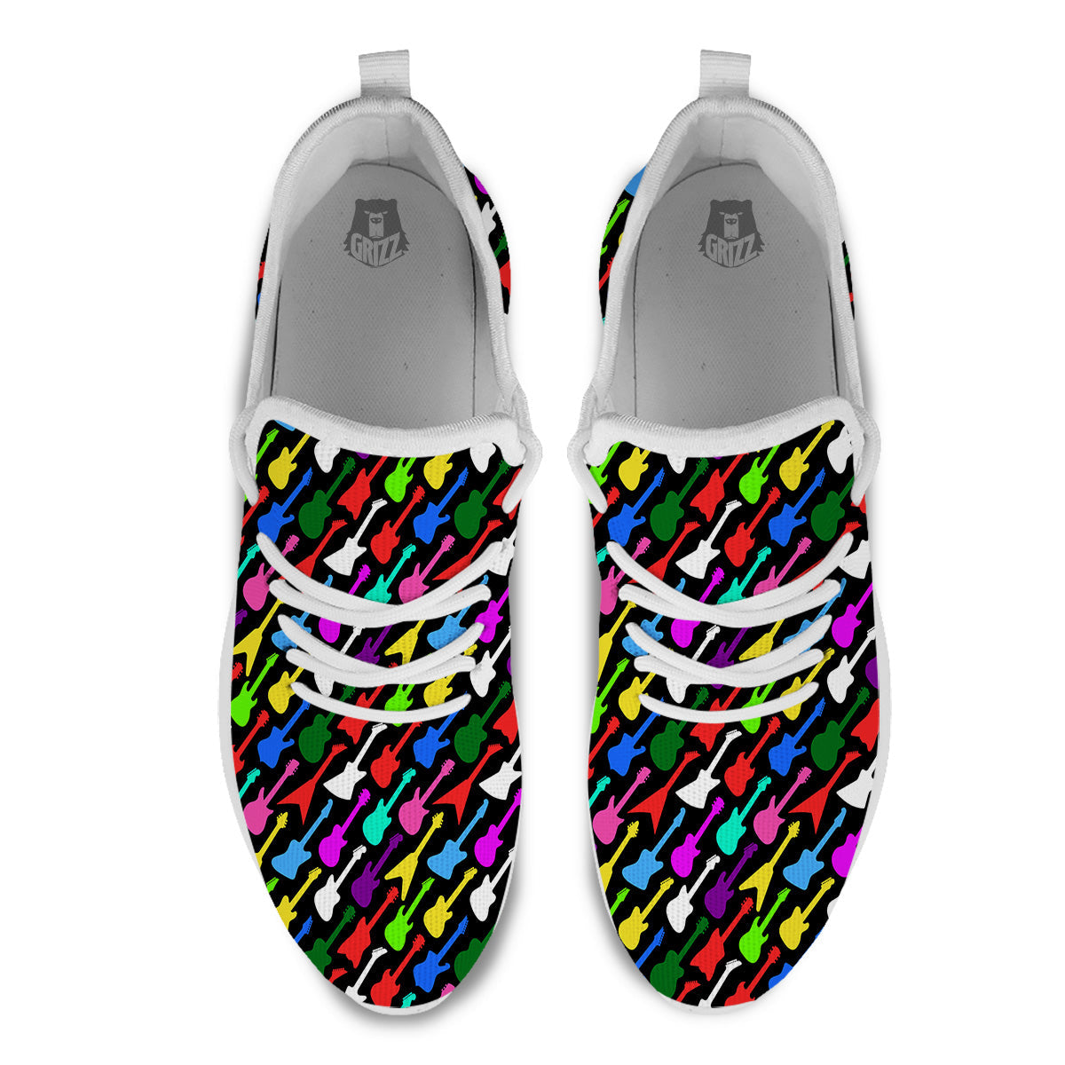 Guitars Colorful Print Pattern White Athletic Shoes-grizzshop