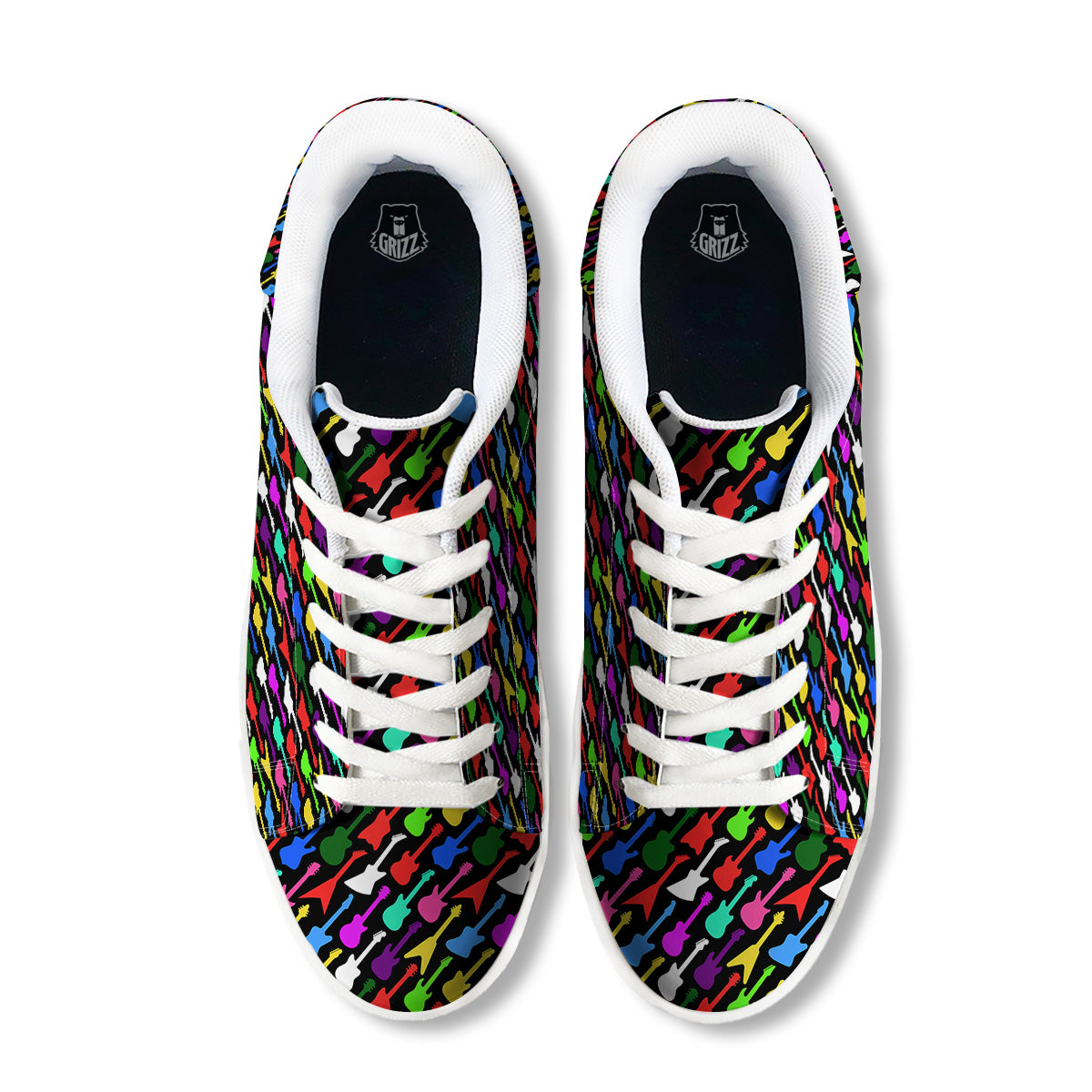 Guitars Colorful Print Pattern White Low Top Sneakers-grizzshop