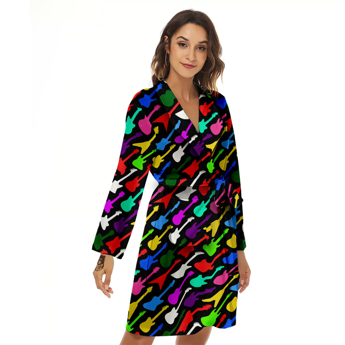 Guitars Colorful Print Pattern Women's Robe-grizzshop