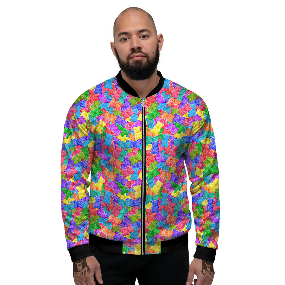 Gummy Bear Colorful Print Men's Bomber Jacket-grizzshop