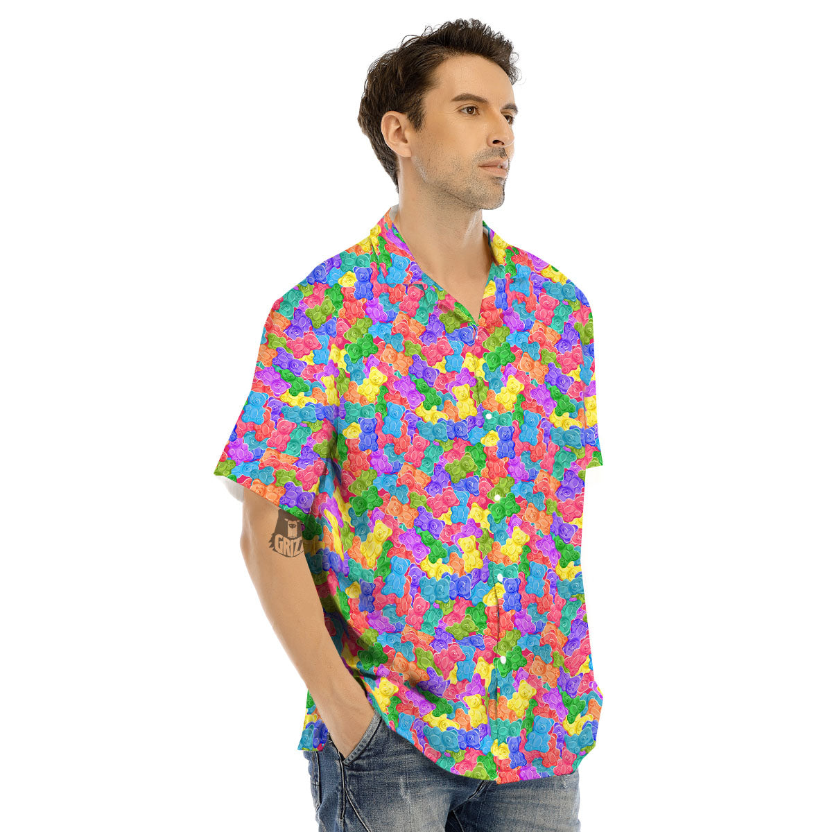 Gummy Bear Colorful Print Men's Hawaiian Shirt-grizzshop