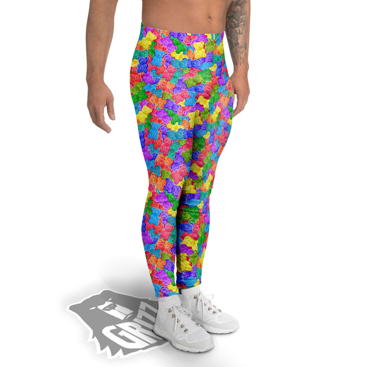 Gummy Bear Colorful Print Men's Leggings-grizzshop