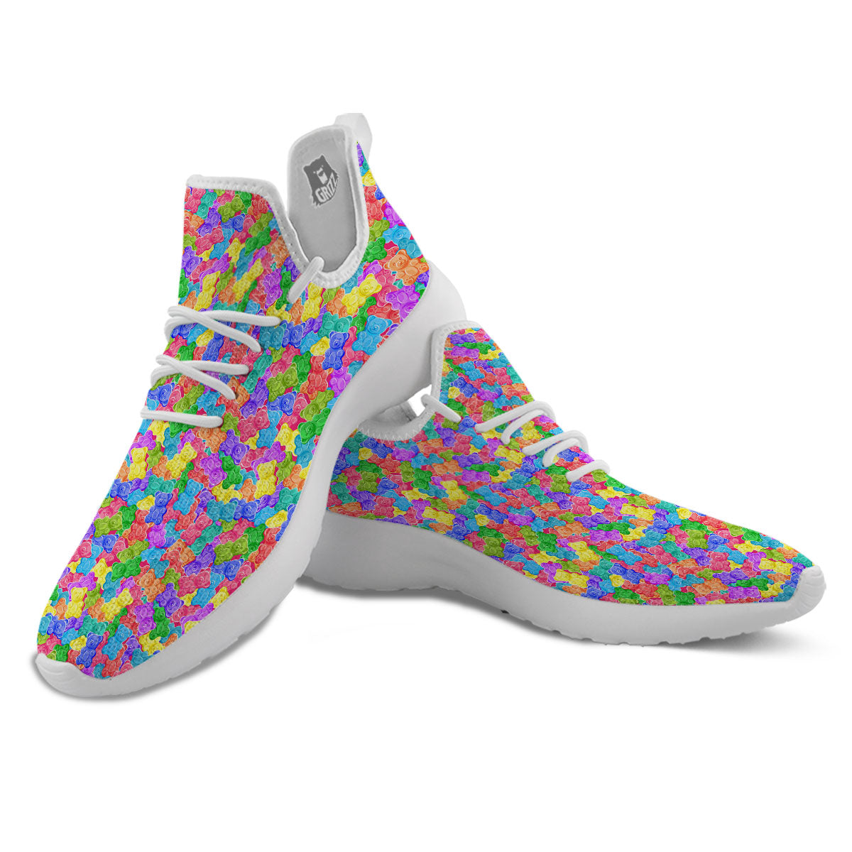 Gummy Bear Colorful Print White Athletic Shoes-grizzshop