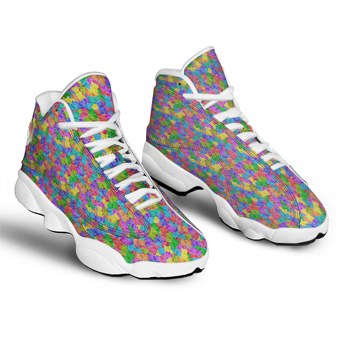 Gummy Bear Colorful Print White Basketball Shoes-grizzshop
