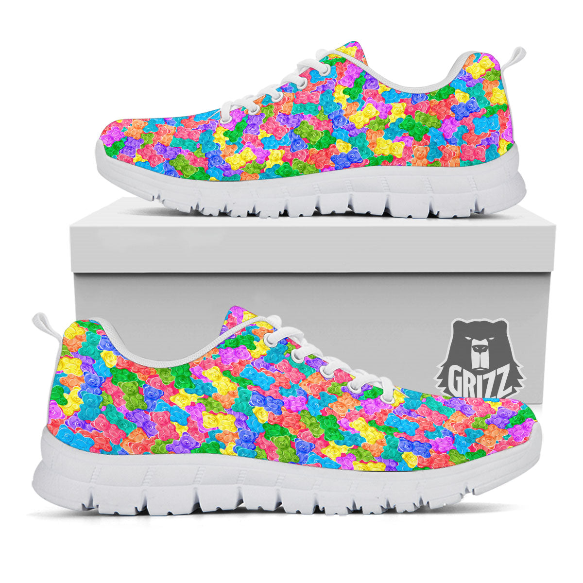 Gummy Bear Colorful Print White Sneaker-grizzshop