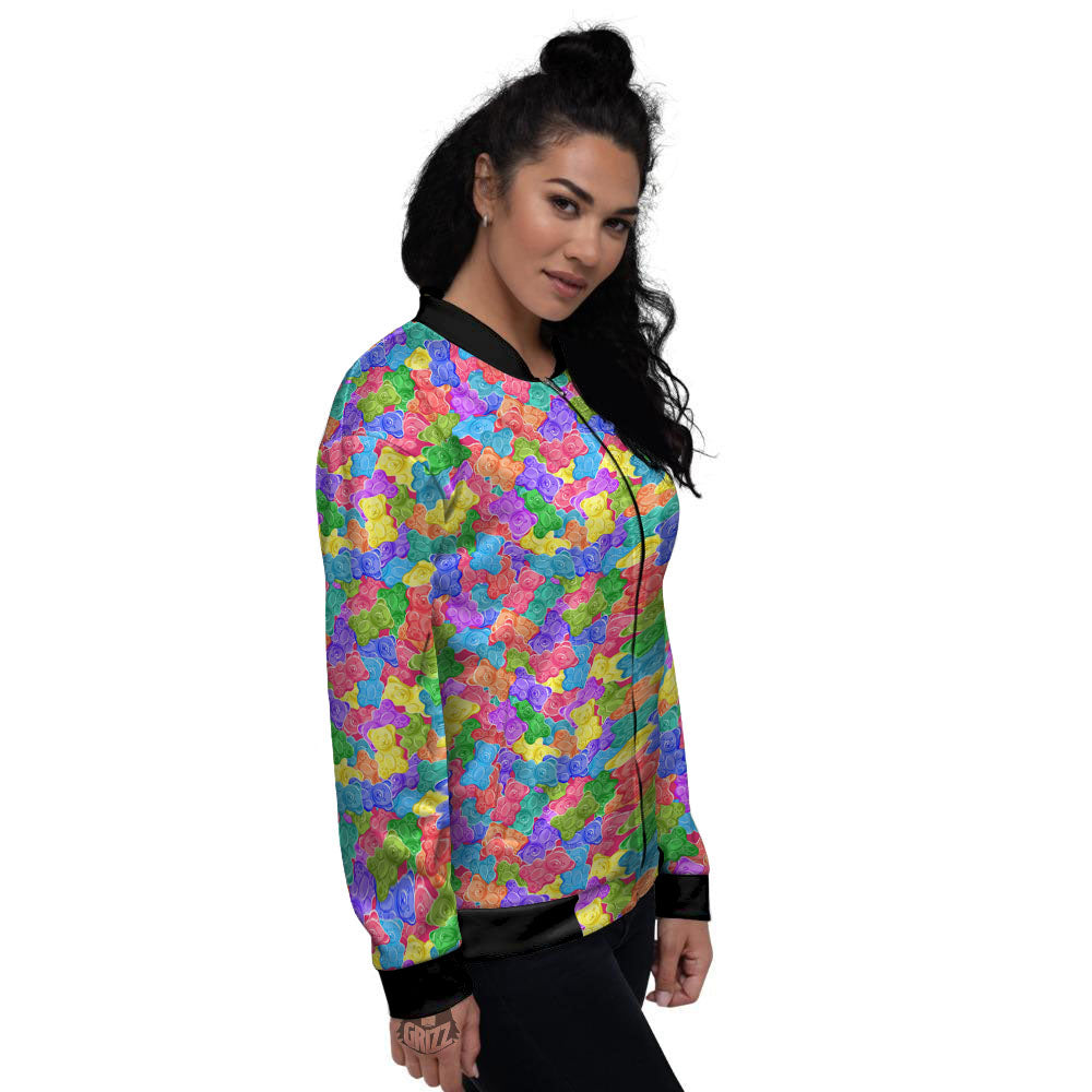 Gummy Bear Colorful Print Women's Bomber Jacket-grizzshop