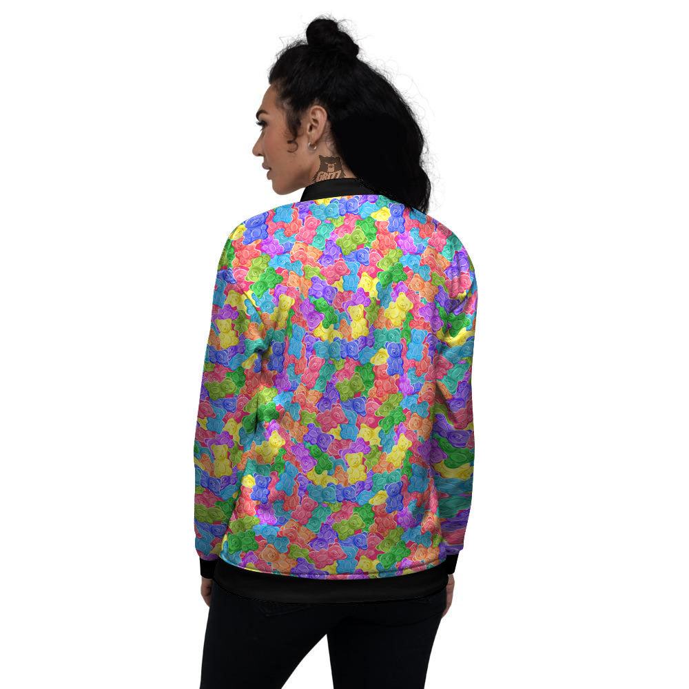 Gummy Bear Colorful Print Women's Bomber Jacket-grizzshop