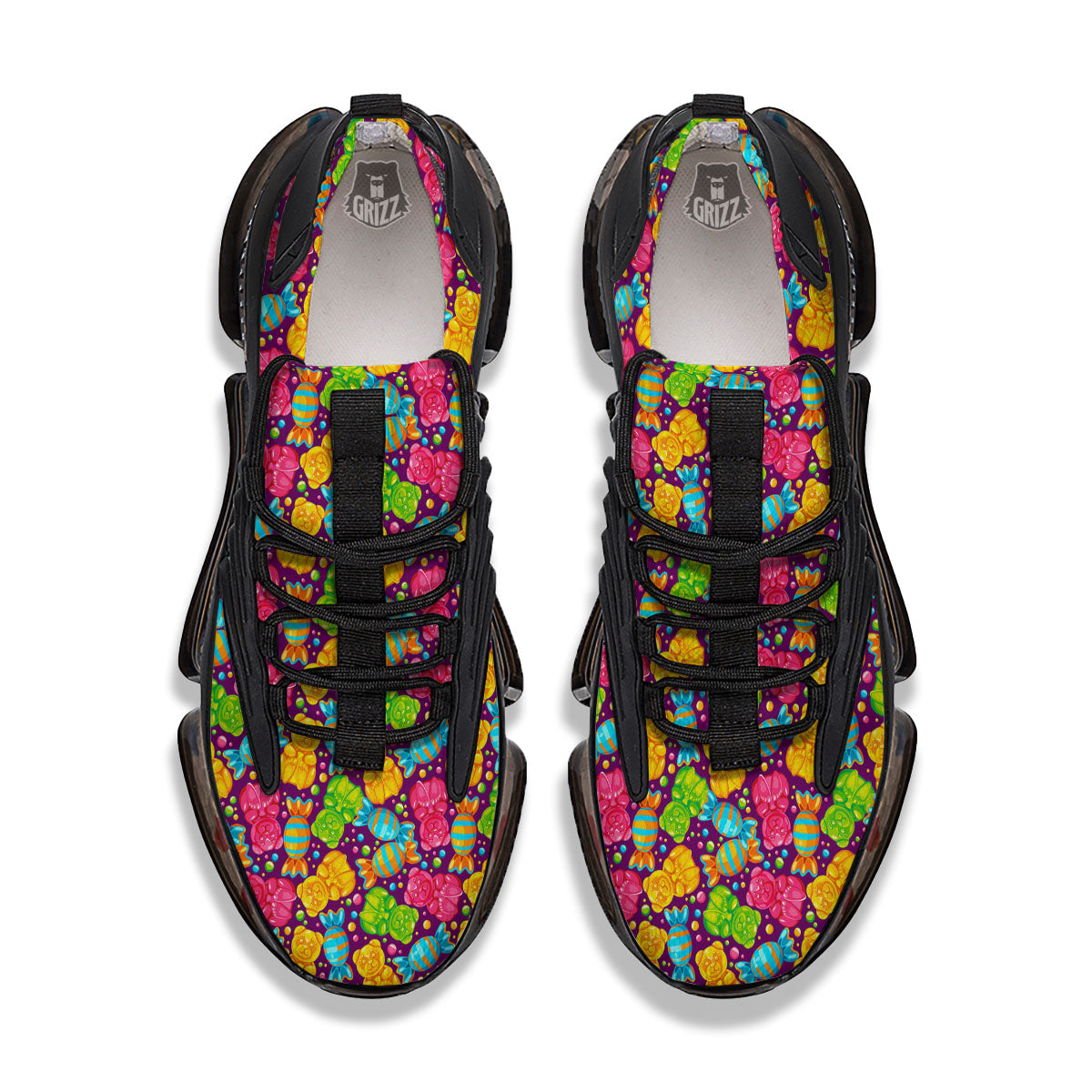 Gummy Colorful Print Black Gym Shoes-grizzshop
