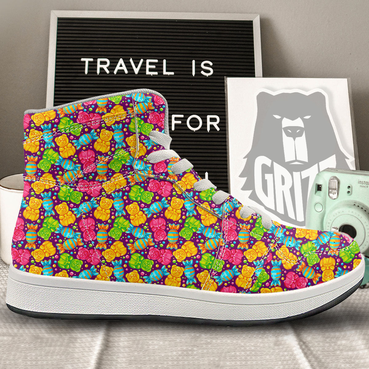 Gummy Colorful Print High Top Sneakers-grizzshop