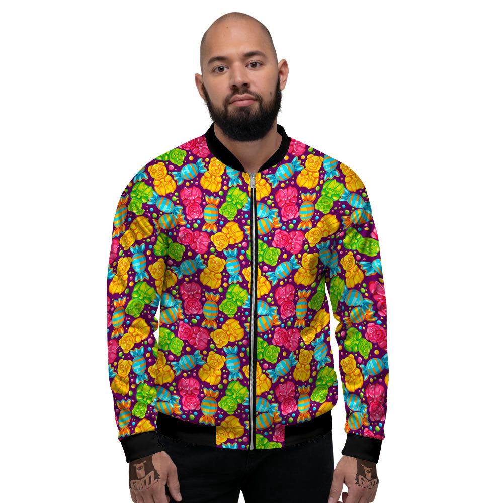 Gummy Colorful Print Men's Bomber Jacket-grizzshop