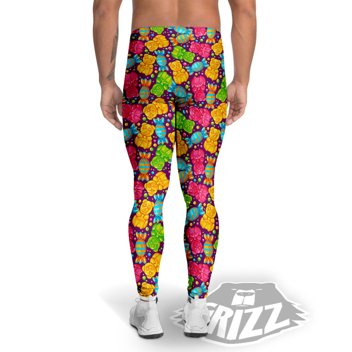 Gummy Colorful Print Men's Leggings-grizzshop