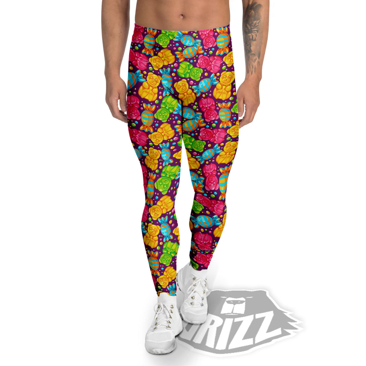 Gummy Colorful Print Men's Leggings-grizzshop