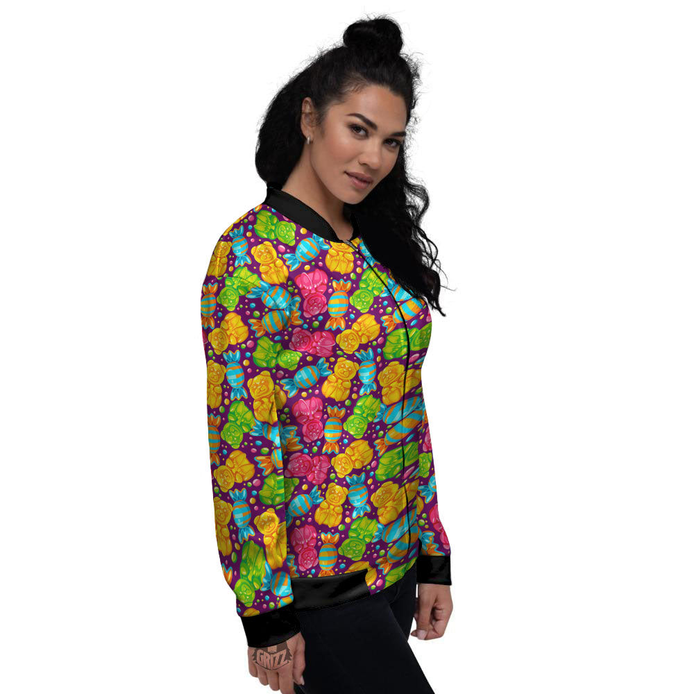 Gummy Colorful Print Women's Bomber Jacket-grizzshop