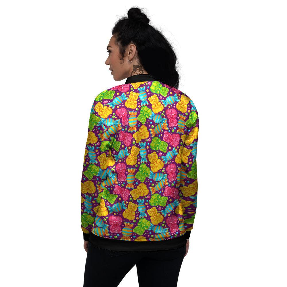 Gummy Colorful Print Women's Bomber Jacket-grizzshop