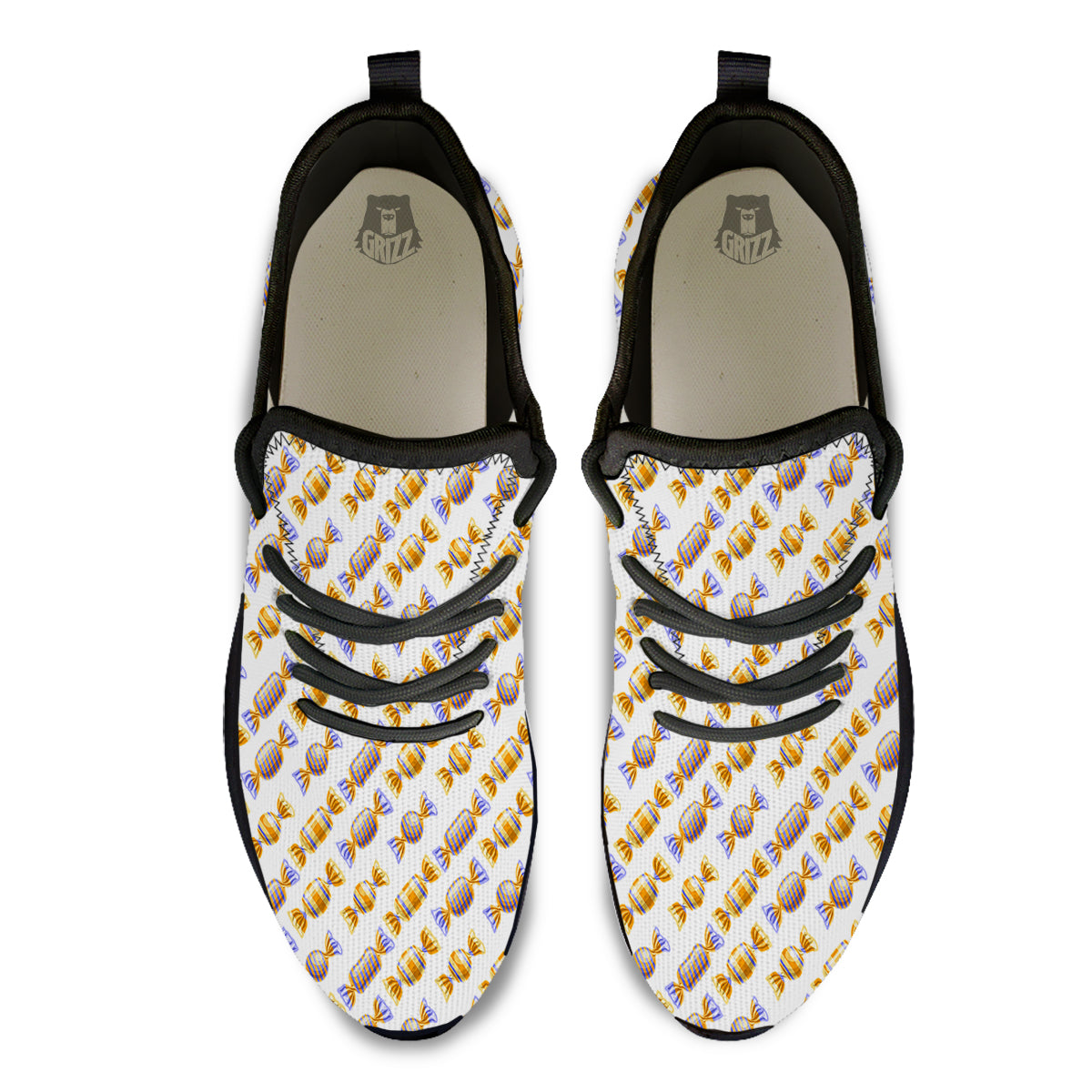 Gummy Yummy Print Pattern Black Athletic Shoes-grizzshop