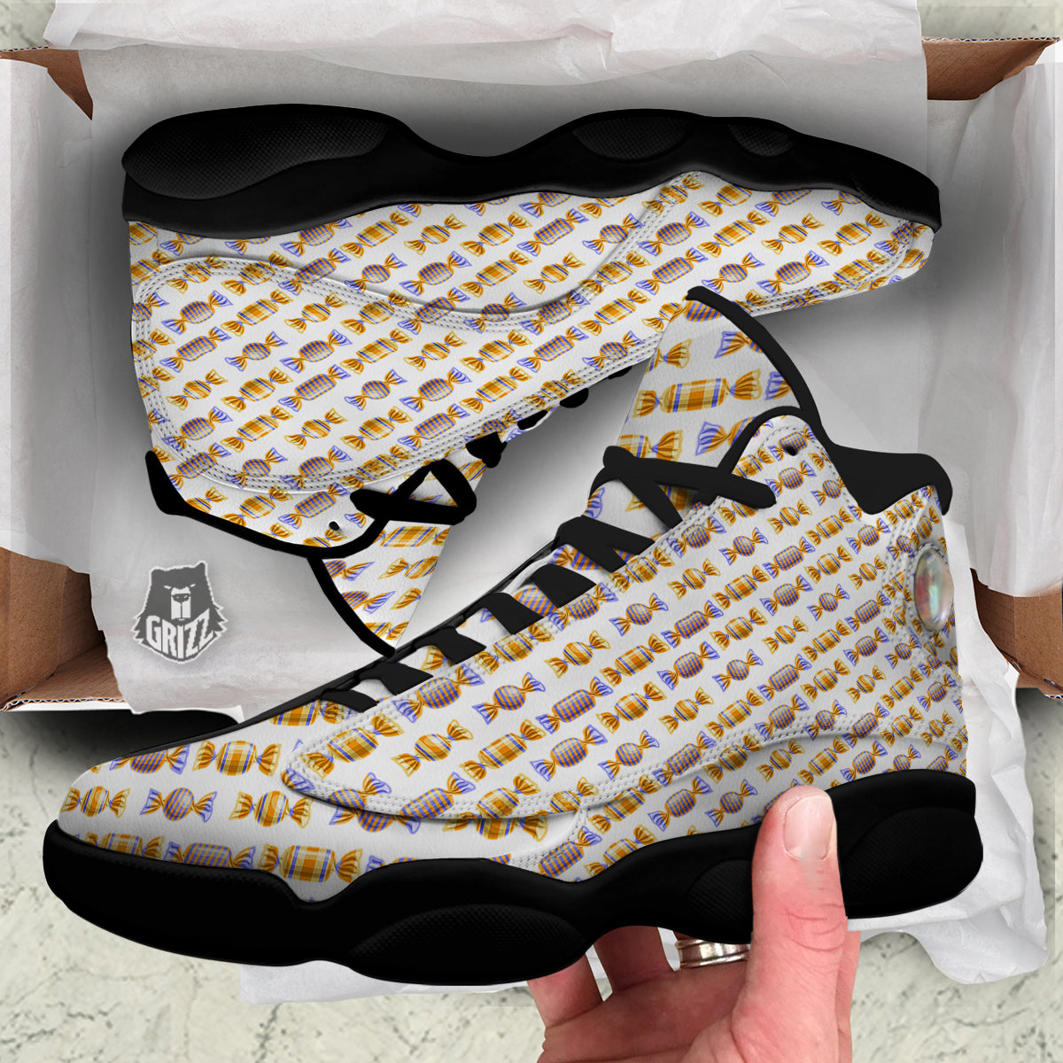 Gummy Yummy Print Pattern Black Basketball Shoes-grizzshop