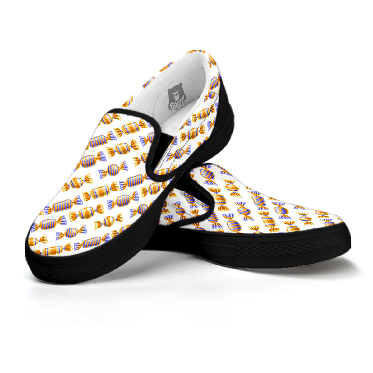 Gummy Yummy Print Pattern Black Slip On Shoes-grizzshop