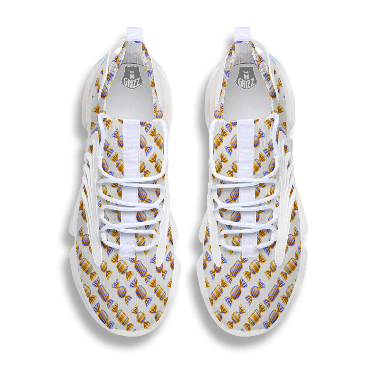 Gummy Yummy Print Pattern White Gym Shoes-grizzshop